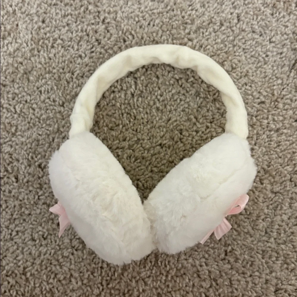 Fax Fur White and Pink Earmuffs! - Picture 2 of 2
